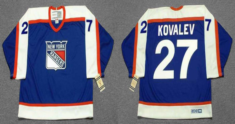 2019 Men New York Rangers 27 Kovalev blue style #2 CCM NHL jerseys